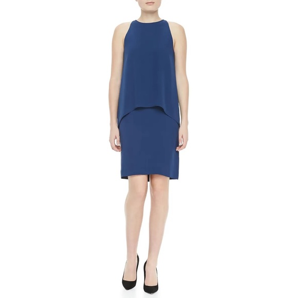 THEORY Womens Sleeveless Dress Lyall Solid Blue - Picture 2 of 9